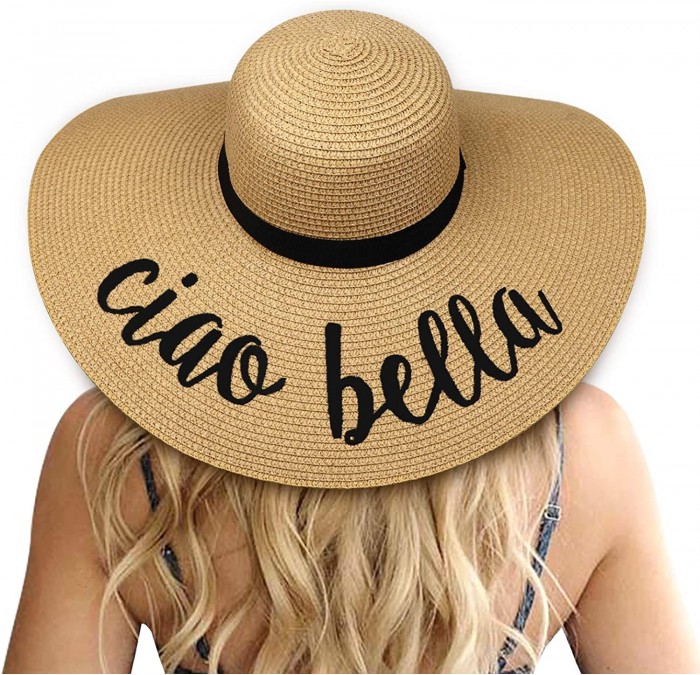 Sun Hats Womens Big Bowknot Straw Hat Floppy Foldable Roll up Beach Cap Sun Hat UPF 50+ - Ae Ciao Bella - Khaki - CR1947N0DT6...