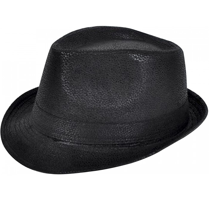 Fedoras Men's Casual Black Vintage Fedora Hat - CV12OBUYSJR $27.02