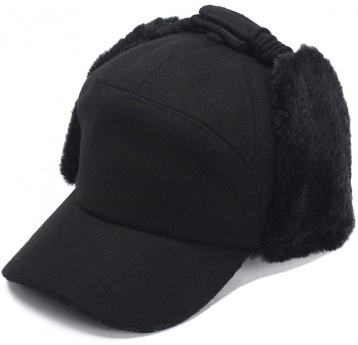 Berets Earflap Adjustable Winter Aviator Hats Men Women Faux Fur Hunting Russian Cap - Am67-black - C71929MWOD9 $24.98