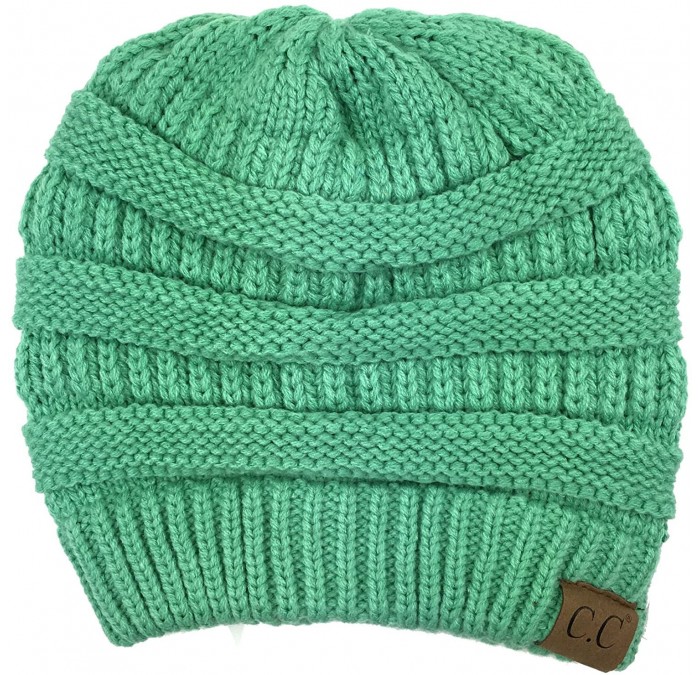 Skullies & Beanies Soft Stretch Chunky Cable Knit Slouchy Beanie Hat - Sage - CA189Q4I9SO $10.82