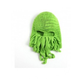 Skullies & Beanies Knit Beard Octopus Hat Mask Beanies Handmade Funny Party Caps with Wig Hair Winter - Octopus - Green ( Adu...