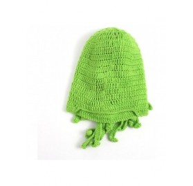 Skullies & Beanies Knit Beard Octopus Hat Mask Beanies Handmade Funny Party Caps with Wig Hair Winter - Octopus - Green ( Adu...