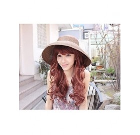 Sun Hats HeroNeo 2015 Women's Summer Wide Brim Roll Up Foldable Sun Beach Straw Visor Hat Cap - Dark Coffee - C811W786WMZ $8.12