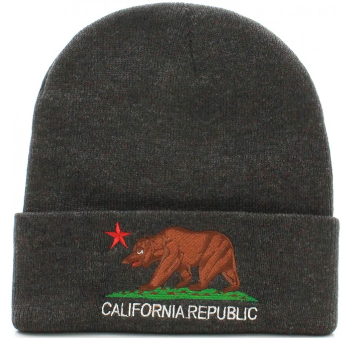 Skullies & Beanies Unisex California Republic Winter Knit Beanie Hat Cap - Cuff - Heather Charcoal - CT129SN1S0H $21.50