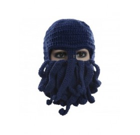 Skullies & Beanies Tentacle Octopus Cthulhu Knit Beanie Hat Caps Beard Halloween Costume Cosplay Mask - Navy - C612C3IMEGB $1...