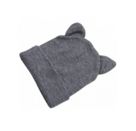 Skullies & Beanies Women's Cute Cat Ear Hat Crochet Braided Knit Cap Beanie Fashion Winter Warm Ski Hats Cap-Gray - Gray - CA...