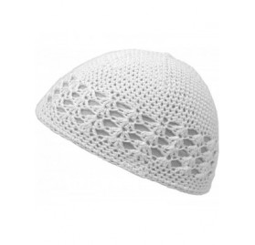 Skullies & Beanies Knit Kufi Hat - Koopy Cap - Crochet Beanie - White - CN12COR37KX $17.41