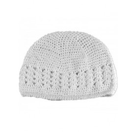 Skullies & Beanies Knit Kufi Hat - Koopy Cap - Crochet Beanie - White - CN12COR37KX $17.41