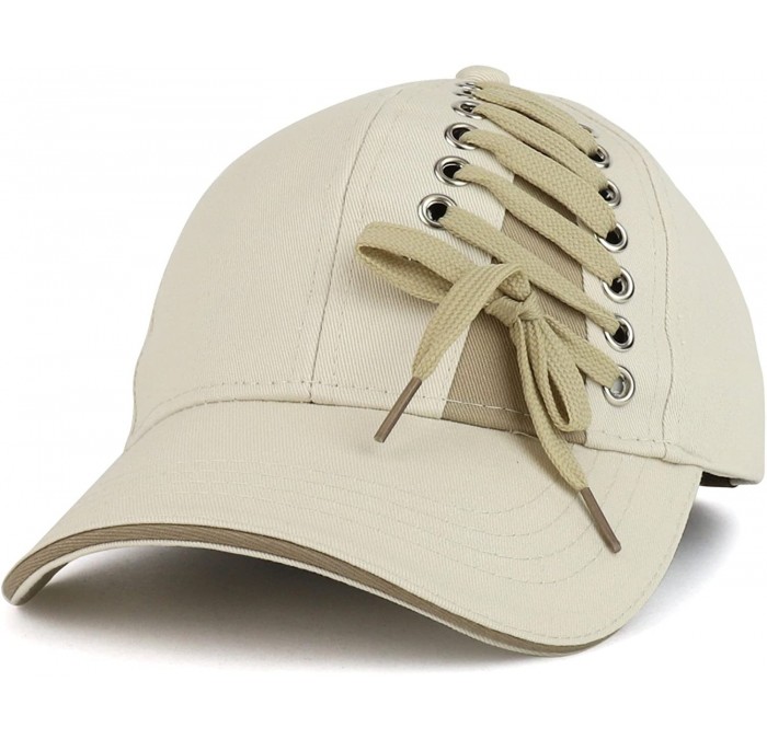 Baseball Caps Interchangeable Shoelace Ribbon Structured Baseball Cap - Beige - CK18D8UUTWA $36.02