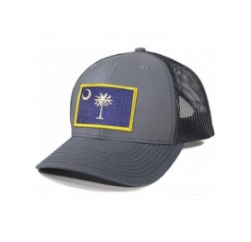 Baseball Caps Men's South Carolina Flag Patch Trucker Hat - Charcoal/Black - CZ12O62Z4IV $31.43