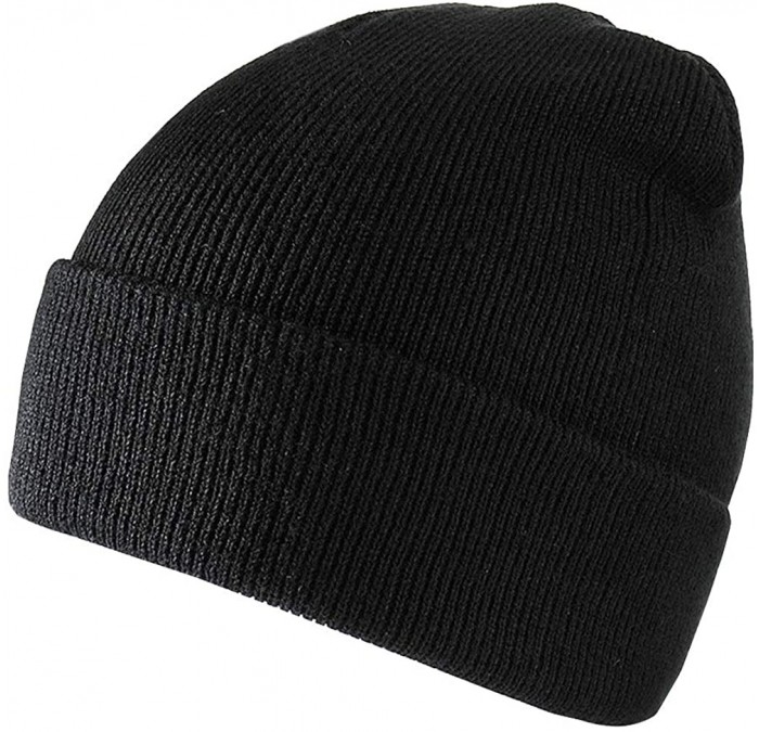 Skullies & Beanies Men's Warm Winter Hats Acrylic Knit Beanie Cap Daily Beanie Hat for Women Girls Boys - Black - CK192HOCQ82...