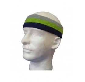 Headbands 3 Striped Large Thick Wide Basketball Headband pro[1 Piece] - Dark Purple / Lime Green / Gray - CC11VC8AT4R $10.62