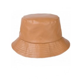 Bucket Hats Unisex Fashion Bucket Hat PU Leather Rain Hat Waterproof Fishmen Cap - Orange - CI18KLQK87W $14.34