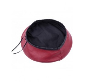 Berets Classic PU Leather French Beret Hat for Women- Adjustable Solid Color Artist Painter Cap - 1-red - CJ18YSSQ4EW $10.62