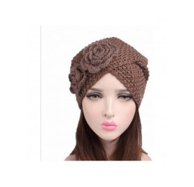 Skullies & Beanies Knit Slouchy Beanie Warm Crochet Beret Hat Cap Flower Winter Accessory for Men Women Ladies - Gray - CH187...