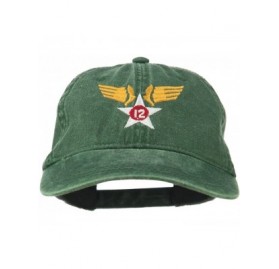Baseball Caps 12th Air Force Badge Embroidered Washed Cap - Dk Green - CJ11QLM5H5V $49.72