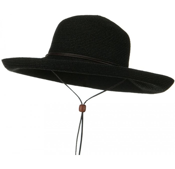 Sun Hats UPF 50+ Cotton Paper Braid Kettle Brim Hat - Black - C4118E45R9P $85.16