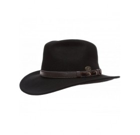Fedoras Men's Premium Wool Outback Fedora with Faux Leather Band Hat with Socks. - He58-black - C012MYM2SC1 $37.82