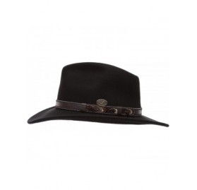 Fedoras Men's Premium Wool Outback Fedora with Faux Leather Band Hat with Socks. - He58-black - C012MYM2SC1 $37.82