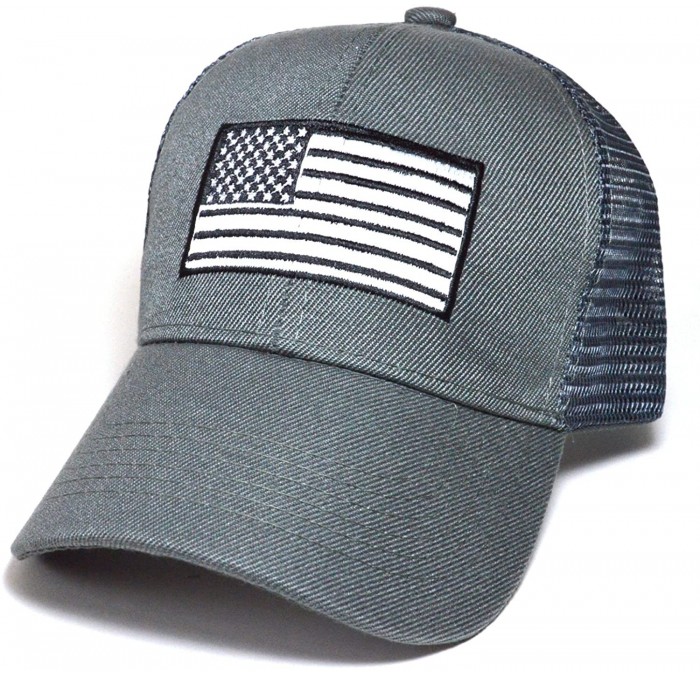 Baseball Caps Men & Women US Flag Patch Tactical Style Baseball Mesh Trucker Hat Cap - Gray - C5184YYUAUI $23.43