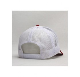 Baseball Caps Plain Two Tone Cotton Twill Mesh Adjustable Trucker Baseball Cap - Red/Navy/White - C818EHAW8YL $10.70