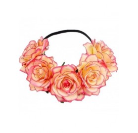 Headbands Love Fairy Bohemia Stretch Rose Flower Headband Floral Crown for Garland Party - Rose Pink - CG18HXZAO3K $7.89