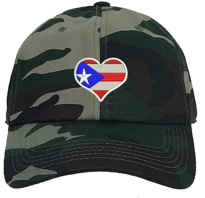 Baseball Caps Puerto Rico Flag Heart Unisex Baseball Hat - Camo - CZ195H0A0AG $16.59