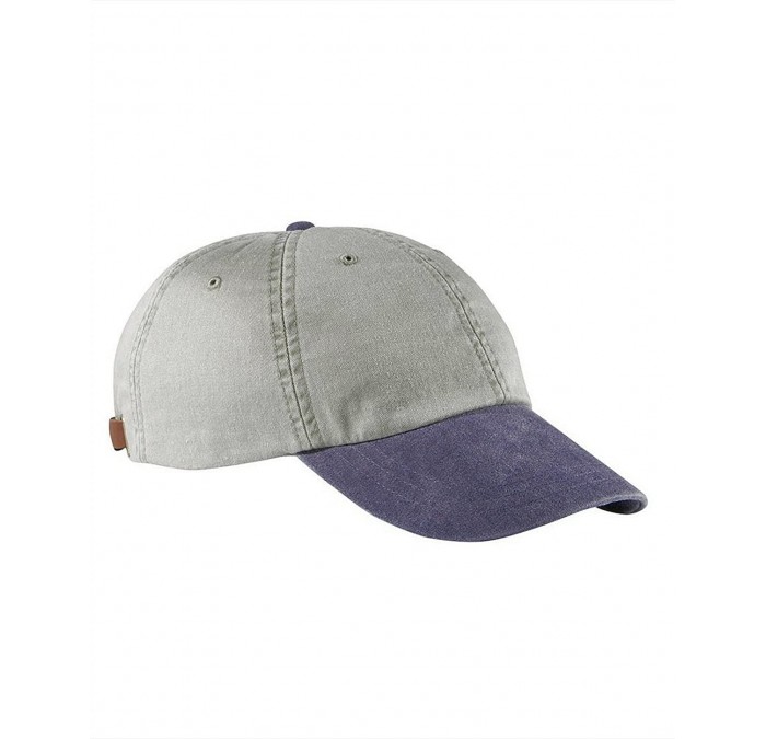 Baseball Caps Optimum Pigment Dyed-Cap - White - Stone/ Navy - CW12G4E7D61 $18.20