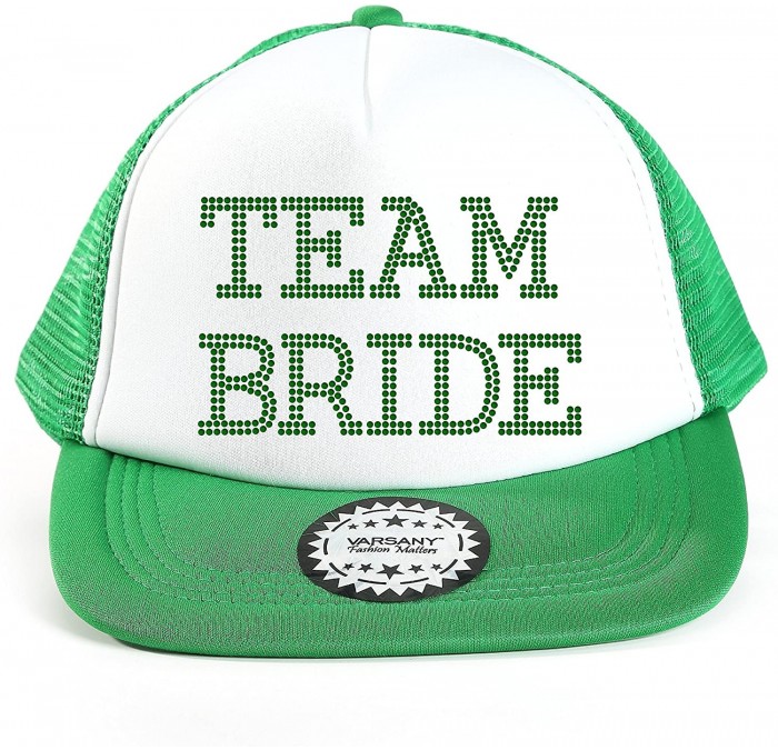 Baseball Caps Team Bride Baseball Hat Crystal Bridal Wedding Party Trucker Cap - Green - CU12GNLBDMZ $8.51
