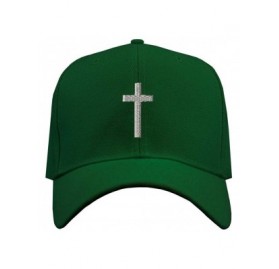 Baseball Caps Baseball Cap Cross Silver Embroidery Acrylic Dad Hats for Men & Women Strap - Forest Green Design Only - C8185C...