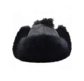 Bomber Hats Fox Fur Russian Trooper Style Hat Adult Winter Ushanka Snow Hat - Black - CJ18AW3WNEC $39.62