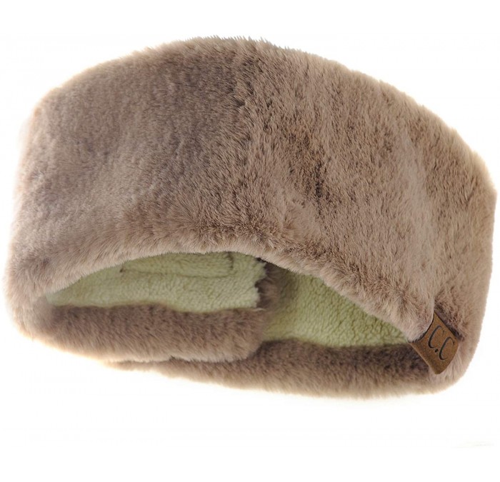 Cold Weather Headbands Women's Soft Faux Fur Feel Sherpa Lined Ear Warmer Headband Headwrap - Mocha - C518ITW685E $26.35