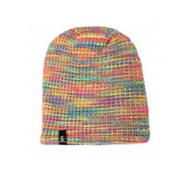 Skullies & Beanies Women Oversized Slouchy Beanie Knit Hat Colorful Long Baggy Skull Cap for Winter - Yellow/Multi - CS18UIC6...