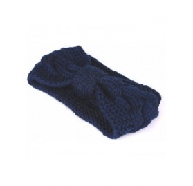Cold Weather Headbands Women's Cable Knitted Turban Headband Soft Ear Warmer Head Wrap - Navy Blue - CT184AC866M $9.13