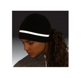 Skullies & Beanies Women's Ponytail Hat - Reflective Cold Weather Running Beanie - Made in USA - black/snowflake - CI113YV86H...