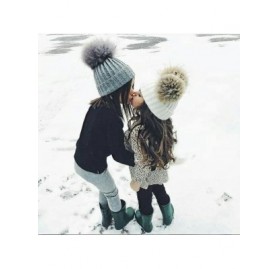 Skullies & Beanies Women Winter Chunky Knit Double Pom Pom Beanie Hats Cozy Warm Slouchy Hat - Gray - C4189CRSI3X $13.44