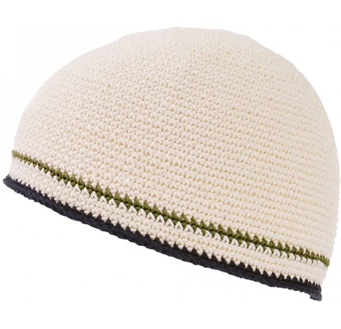 Skullies & Beanies Mens Skull Cap Cotton Kufi Beanie Hand Made Knitted Hat Elastic Tight Japanese - White - CE118S20L6H $31.36