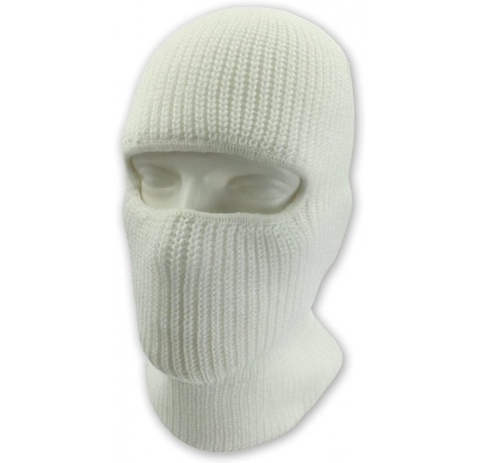 Balaclavas Double Layered Knitted One Hole Ski Mask Tactical Paintball Running - White - CW180CKNRWL $18.66