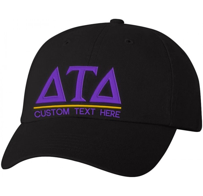 Skullies & Beanies Personalized Delta Tau Delta DTD Greek Line Hat - Black - CA18C597OAC $29.97