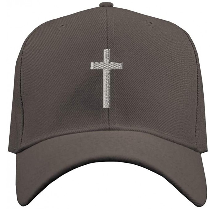 Baseball Caps Baseball Cap Cross Silver Embroidery Acrylic Dad Hats for Men & Women Strap - Dark Gray Design Only - C518W5HSR...