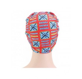 Skullies & Beanies Women Pleated Twist Turban African Printing India Chemo Cap Hairwrap Headwear - Red - CH18WXW8C3E $8.40