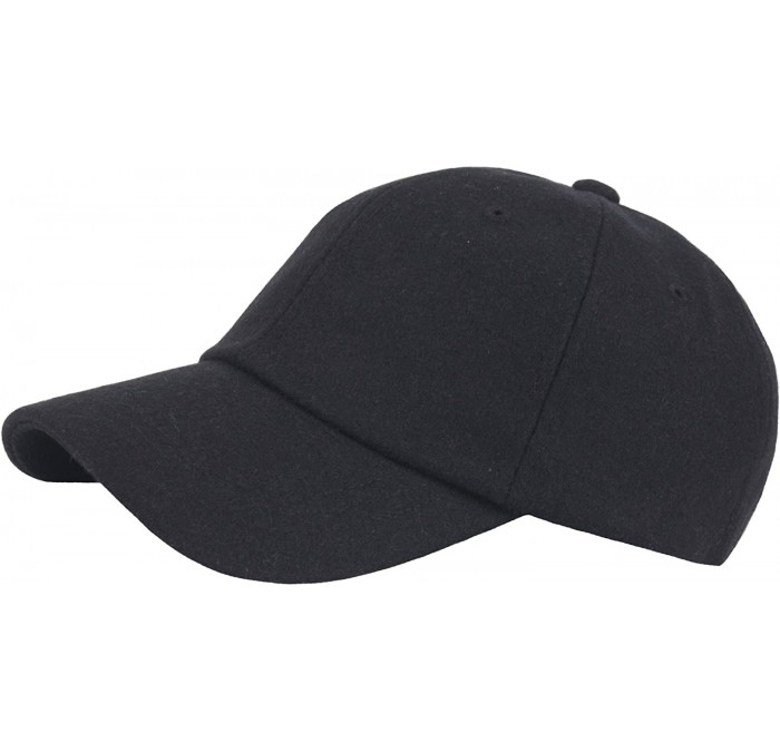 Baseball Caps Unisex Winter Wool Warm Empty Design Club Ball Cap Baseball Hat Truckers - Black - CW187OWY5H2 $53.40