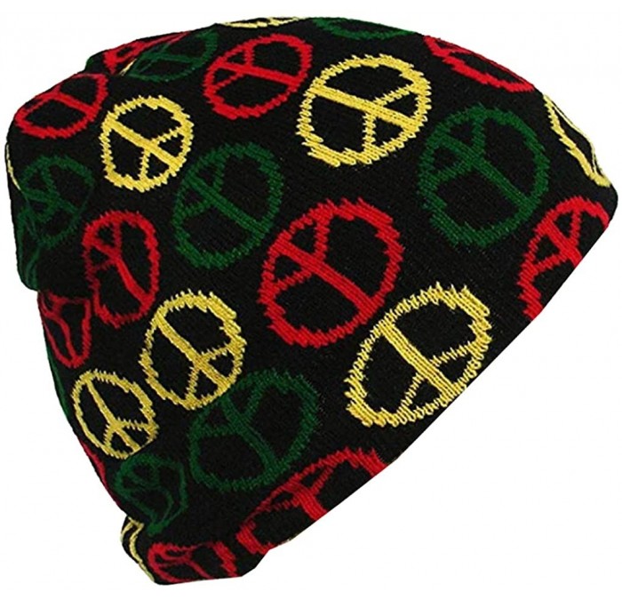 Skullies & Beanies Beanie Men Women - Unisex Cuffed Skull Knit Winter Hat Cap - Peace Sign - CE18L4REKUS $12.21