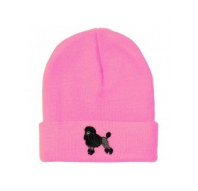 Skullies & Beanies Custom Beanie for Men & Women Poodle Black Embroidery Acrylic Skull Cap Hat - Soft Pink - CT18ZRAA6DI $22.88