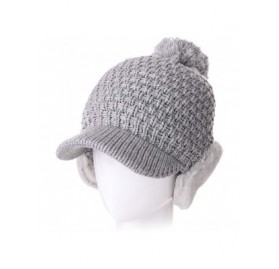 Skullies & Beanies Womens Knit Newsboy Cap Warm Lined Winter Hat 100% Soft Acrylic with Visor - 99722_grey - C218KINYNYH $33.13