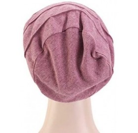 Skullies & Beanies New Women's Cotton Flower Elastic Turban Beanie Chemo Cap Hair Loss Hat - Light Purple - C31933E0RZ3 $10.72