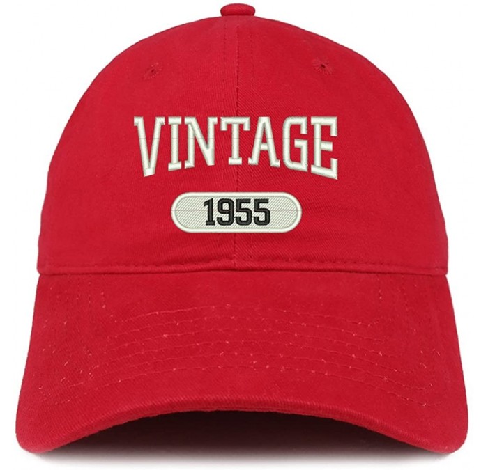 Baseball Caps Vintage 1955 Embroidered 65th Birthday Relaxed Fitting Cotton Cap - Red - C0180ZLQAQA $17.96