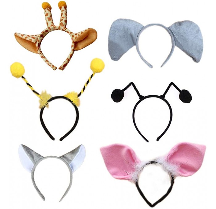 Headbands 6 PCS Plush Animal Headbands Cute Party Head Band Halloween Costume - Assorted - CY18H2AE54O $29.96