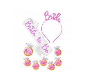 Headbands Modern Silver Bride Mageta Headband - Bride To Be Pink Glitter (White Sash - Pink Plastic Headband) - C0183GKI7KA $...