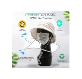 Sun Hats UPF 50 Sun Hats for Women Wide Brim Safari Sunhat Packable with Neck Flap Chin Strap Adjustable - 69027beige - CF198...